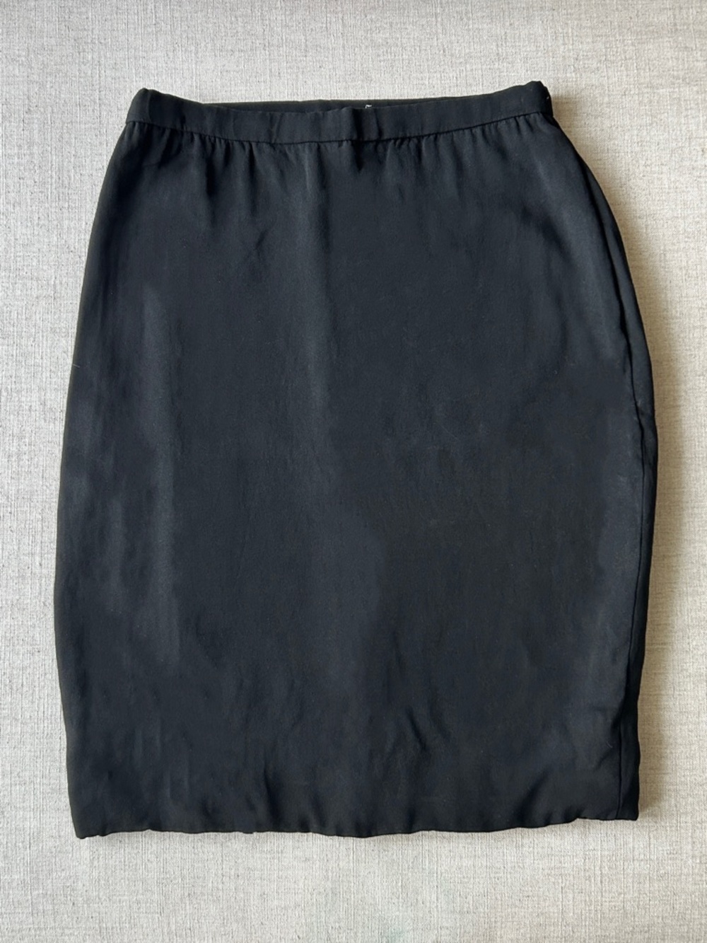 Vintage Black Crepe Pencil Mini Skirt